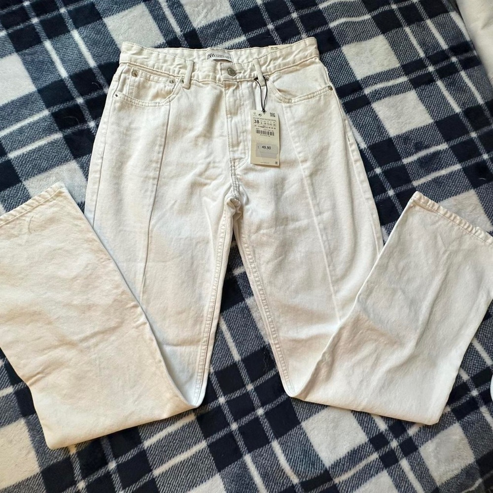 NWT ZARA DENIM JEANS MID RISE FULL LENGTH